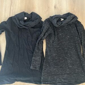 Black and Gray Cowl Neck Tops
